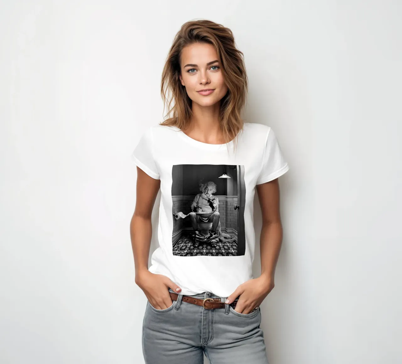 Albert On Toilet Frauen T-Shirt von christal shop