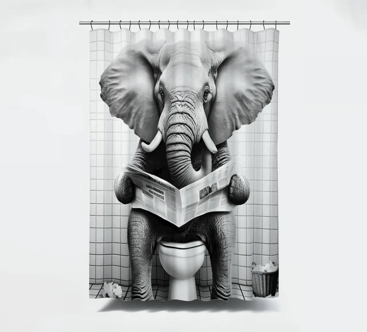 L'éléphant dans les toilettes rideau de douche de christal shop