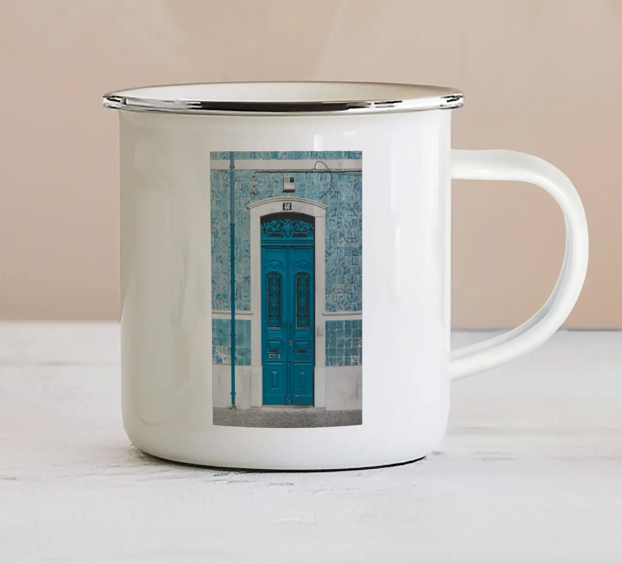 design blu ornato tazza in smalto da Bleu