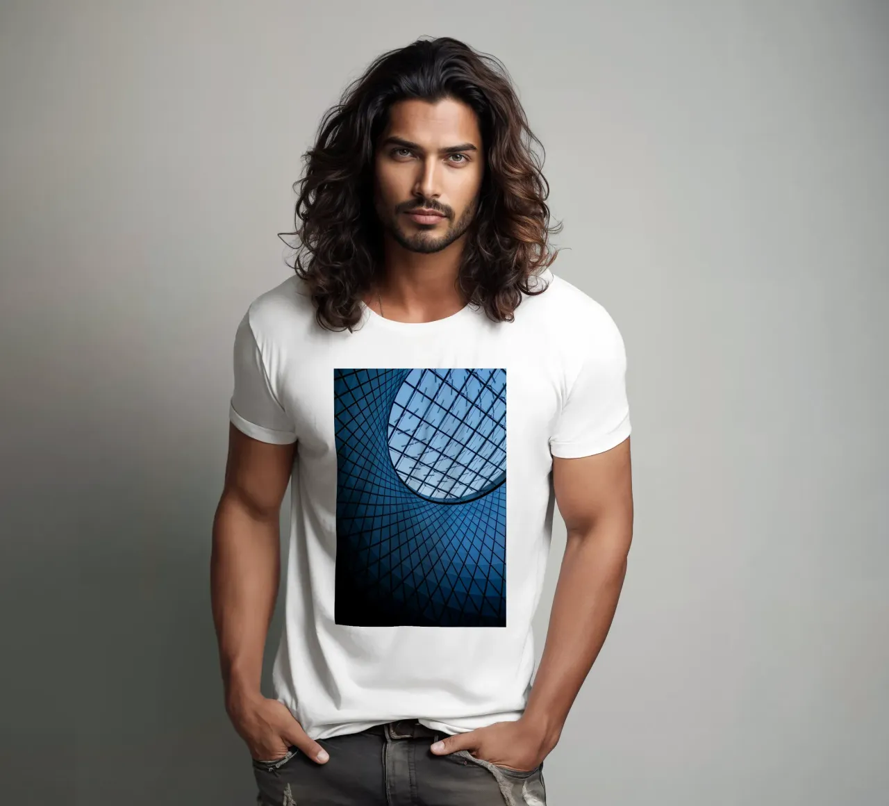 modello di tetto t-shirt da Bleu