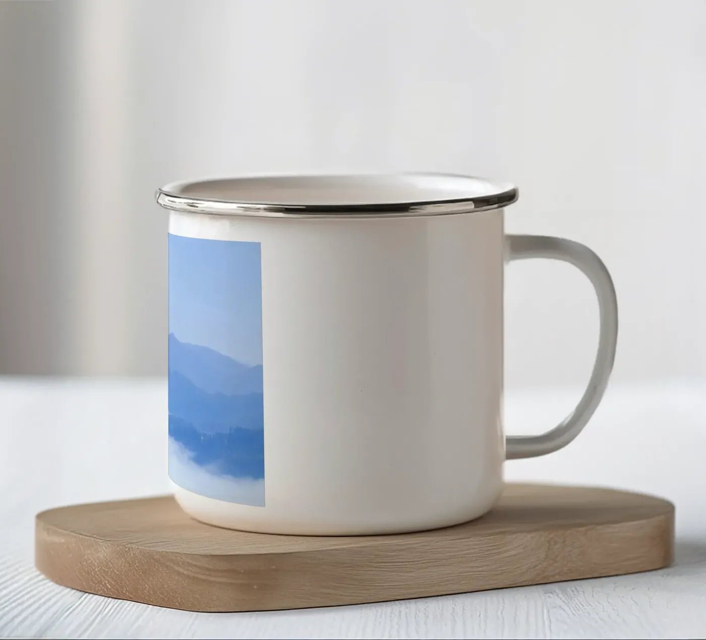 elevation clouds enamel mug by Bleu
