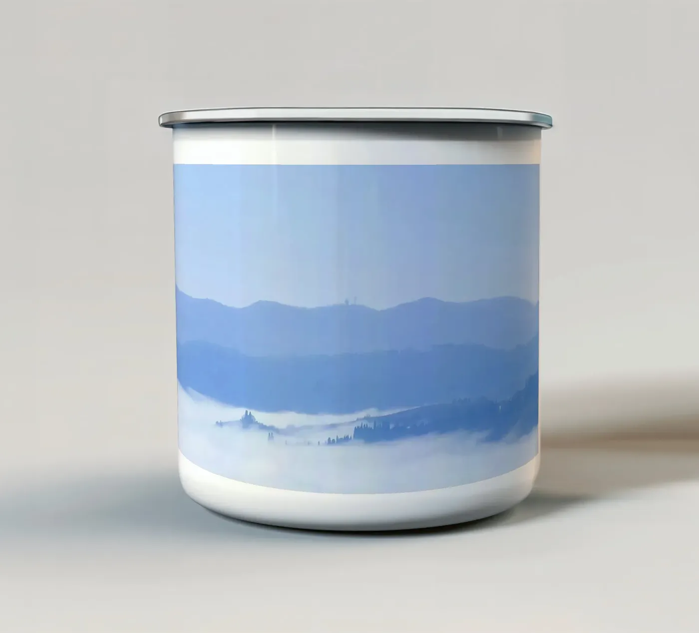 elevation clouds enamel mug by Bleu