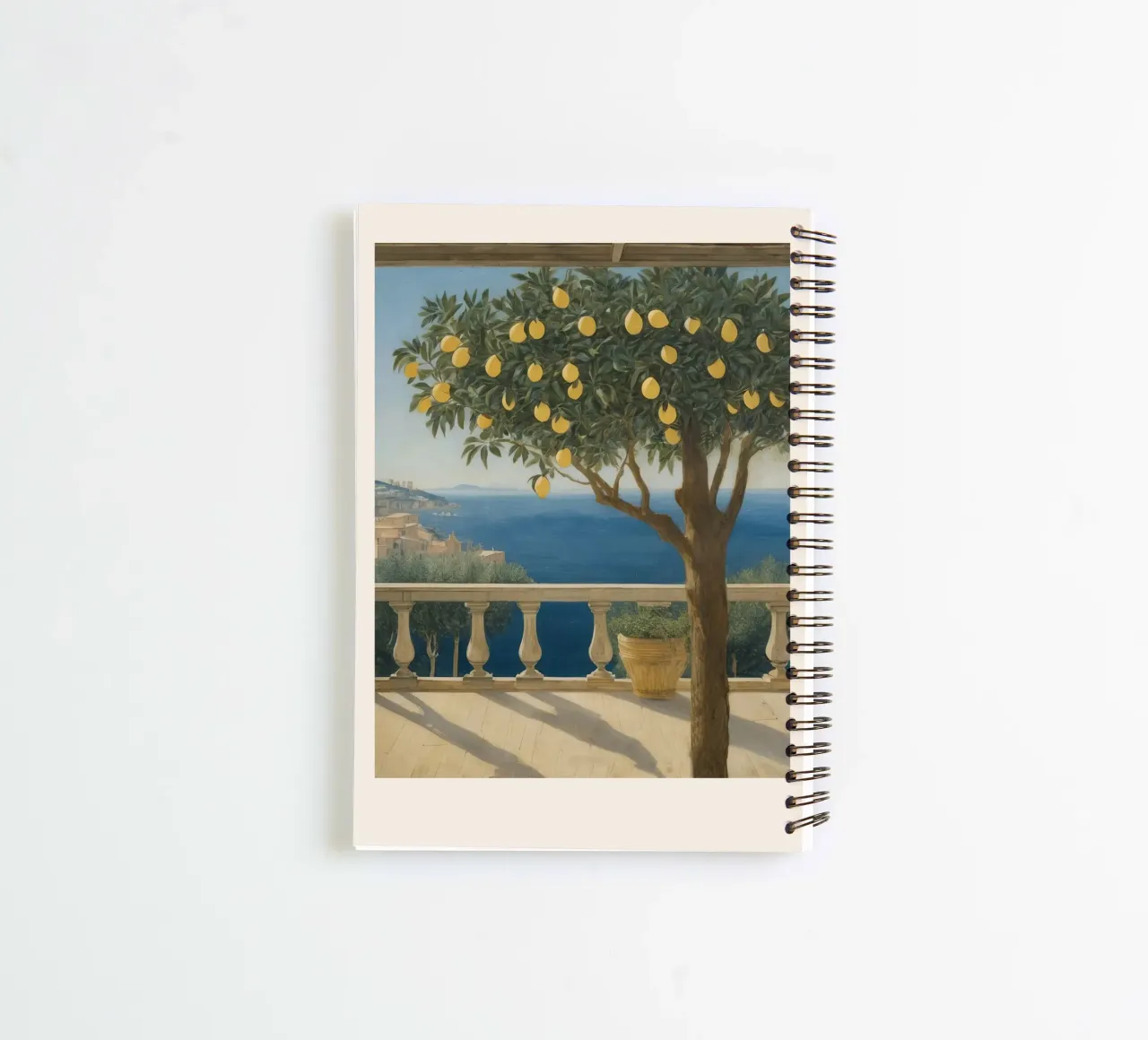 Lemon Tree by the Sea cuaderno de espiral de Indigo Rain