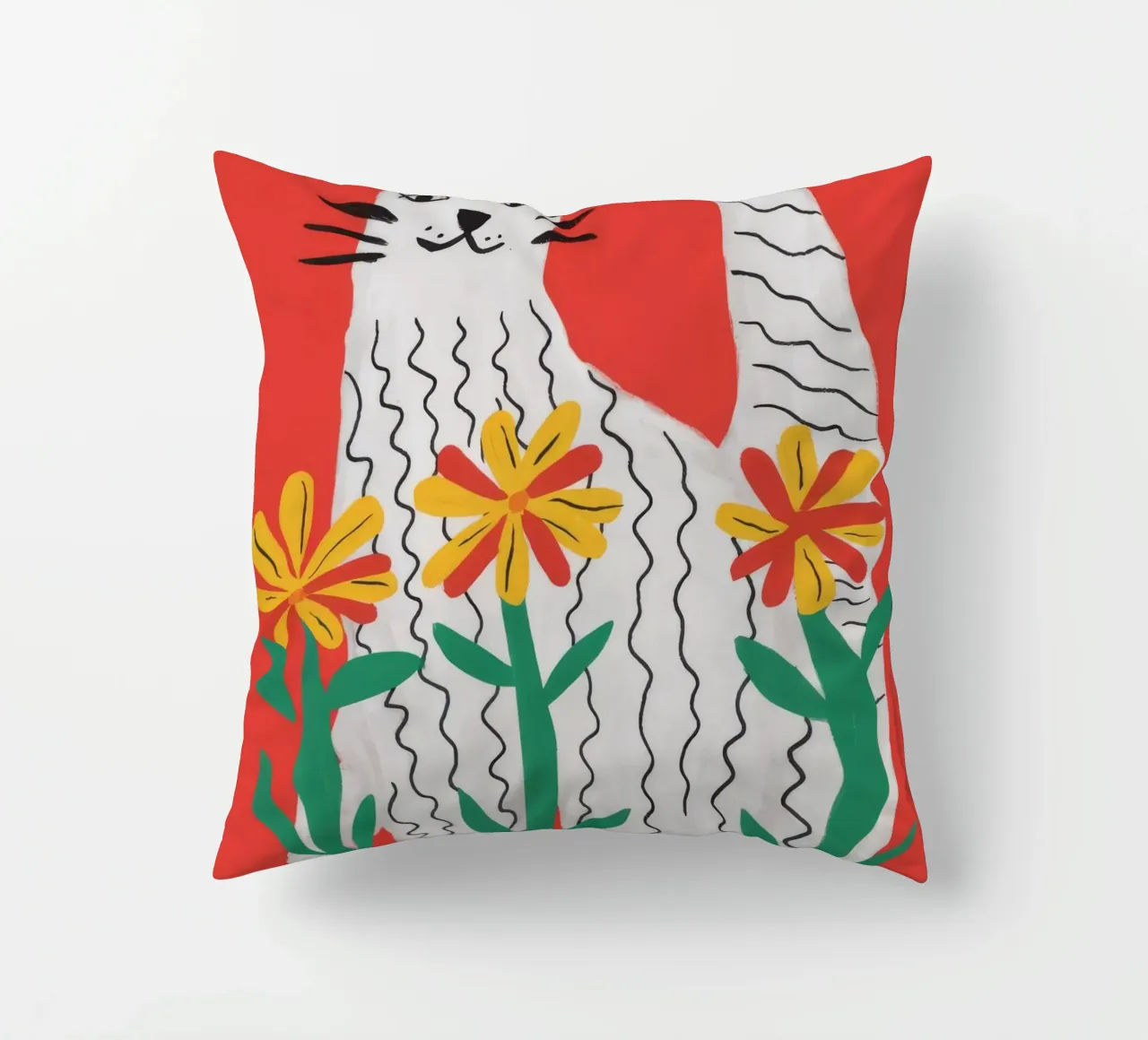 Florale Feline Silhouette Kissen von Pake Nebula
