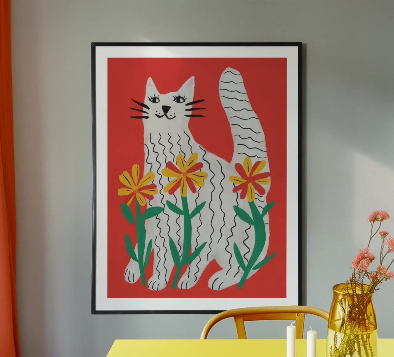 Floral Feline Silhouette hahnemühle by Pake Nebula