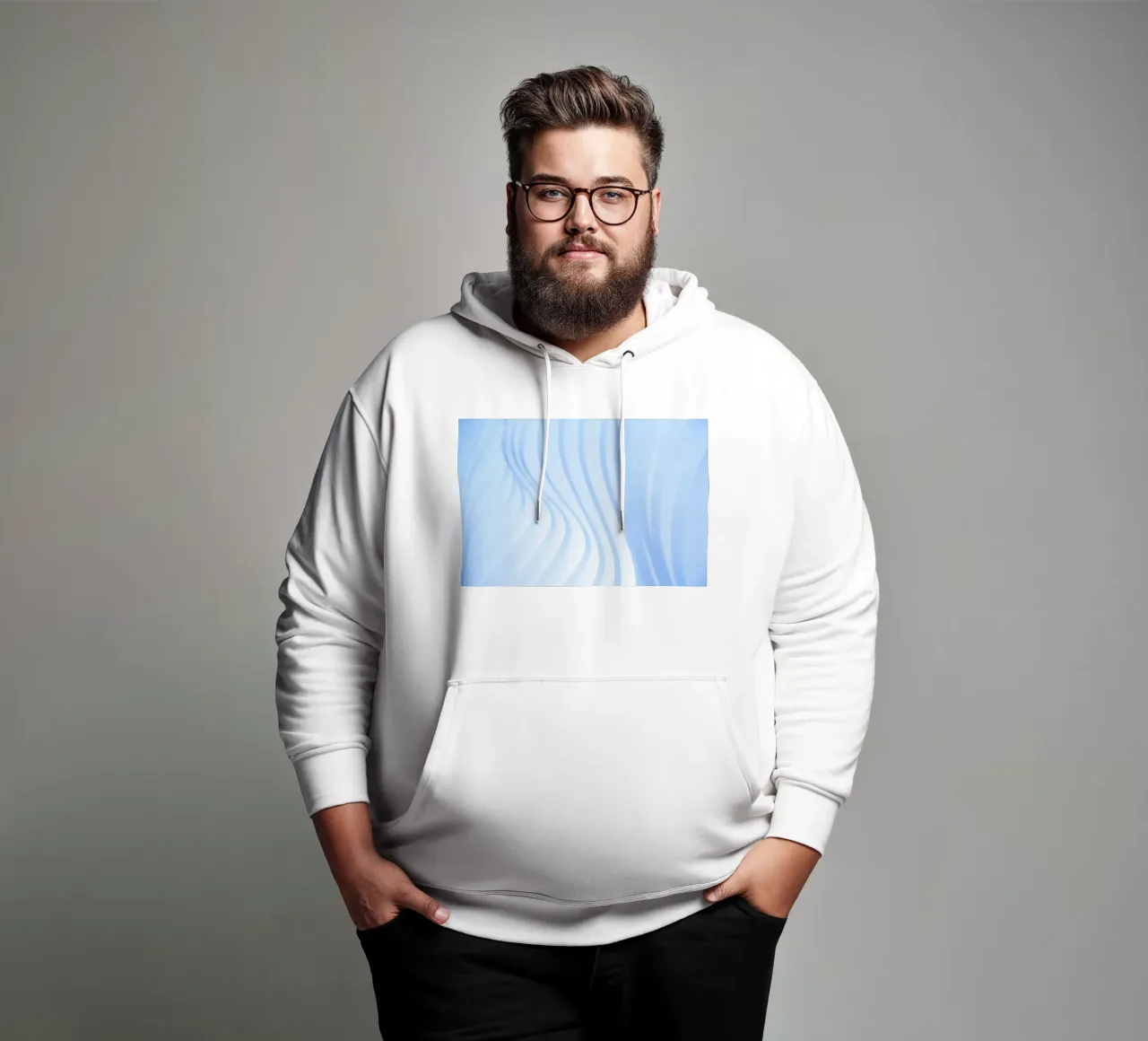 lignes courbes sweat à capuche de Bleu