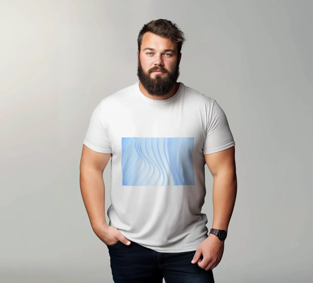 geschwungene Linien T-Shirt von Bleu