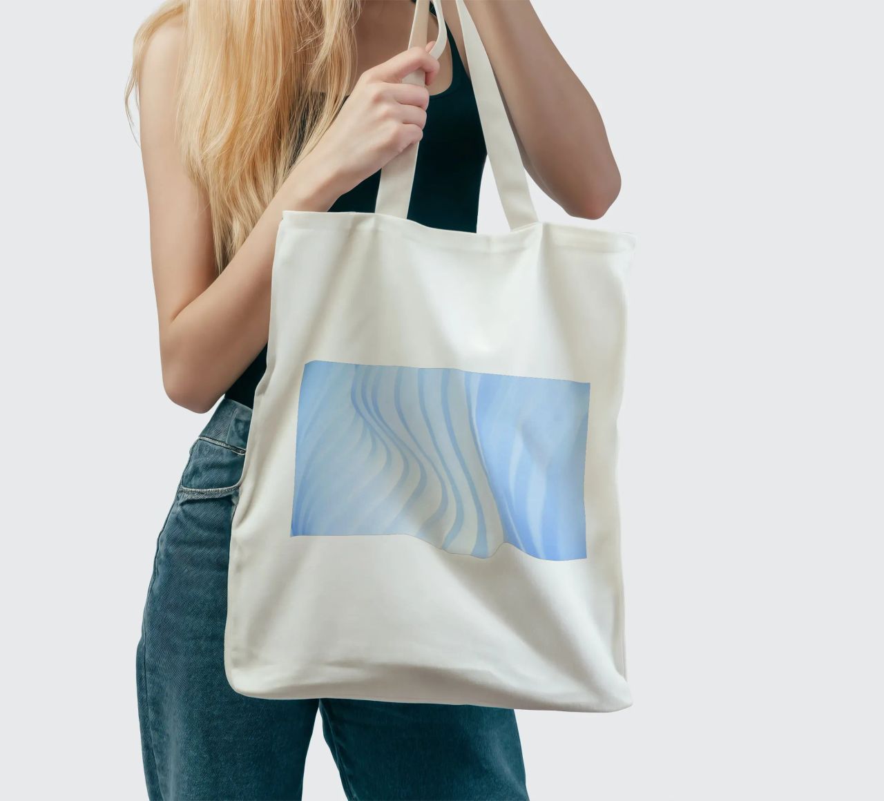 linee curve borsa in juta da Bleu