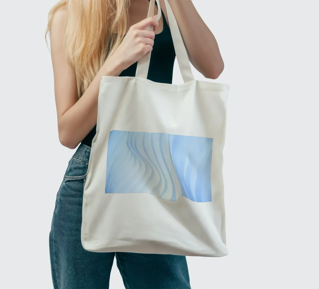 linee curve borsa in juta da Bleu