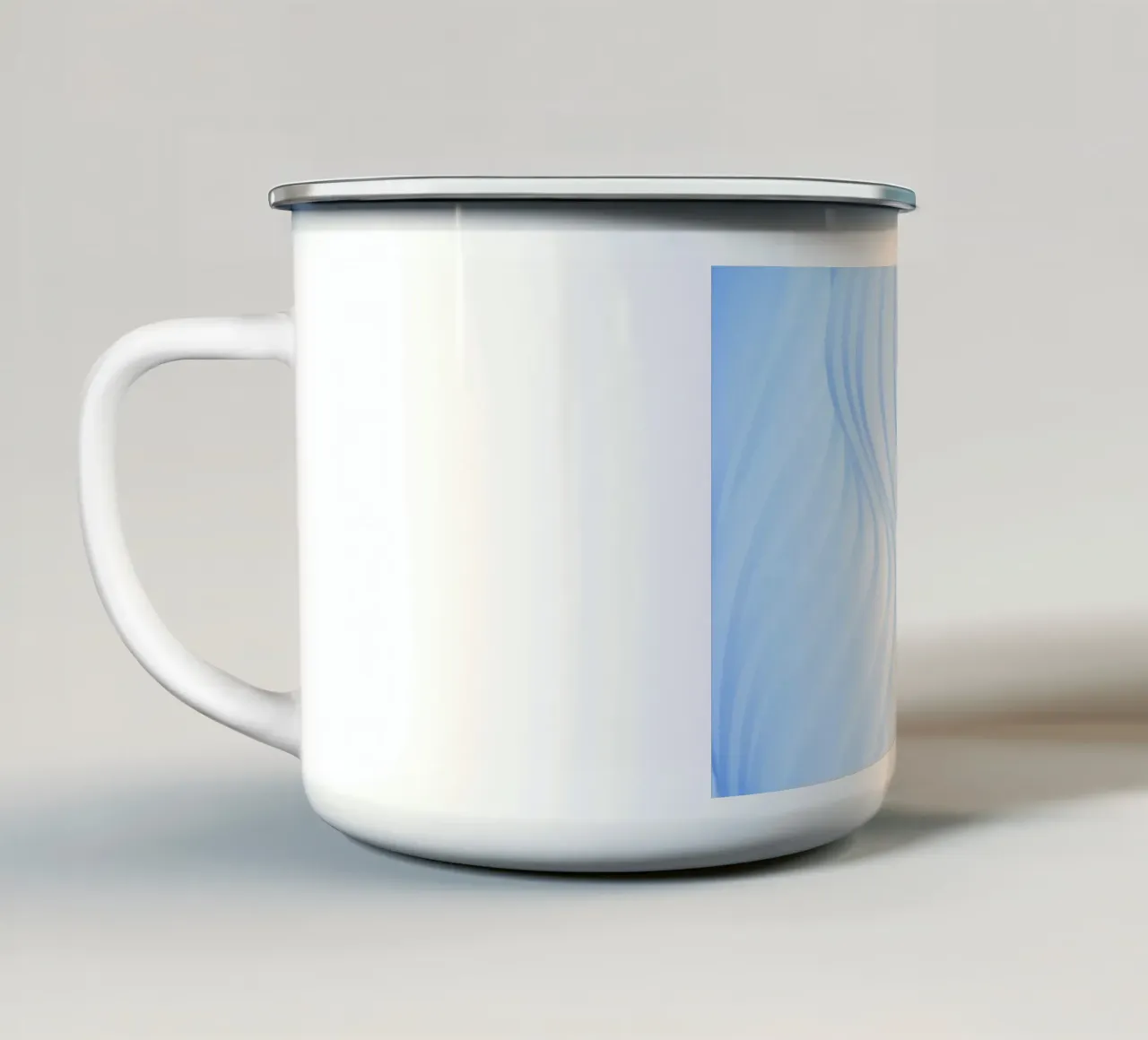 lignes courbes mug en émail de Bleu