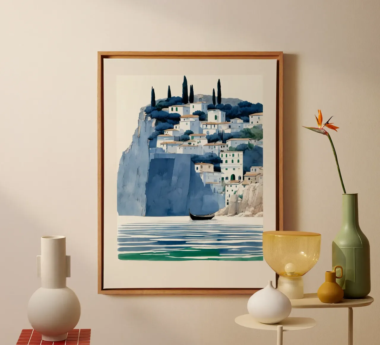 Mediterranean Shores canvas met Baklijst van Indigo Rain