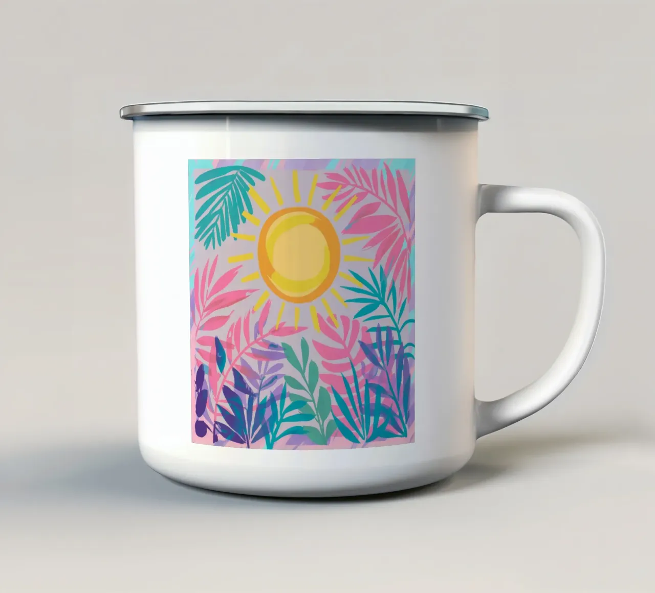 Flora tropicale a raggi di sole tazza in smalto da Murni Strokes