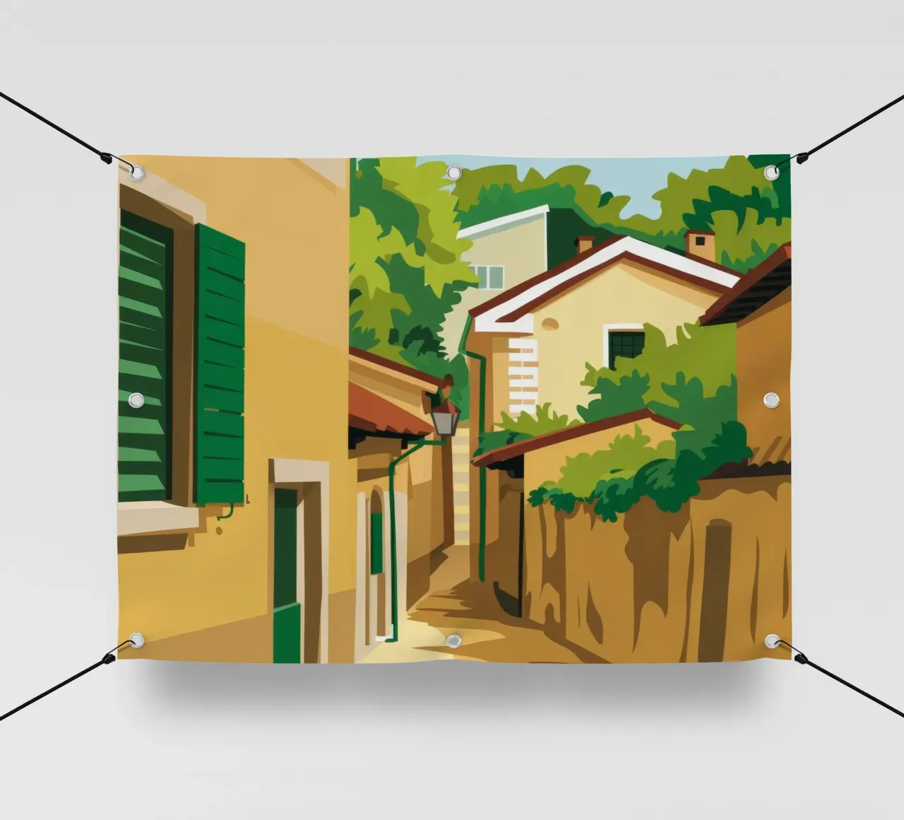 Vicolo toscano illuminato dal sole telo in pvc da Pake Nebula