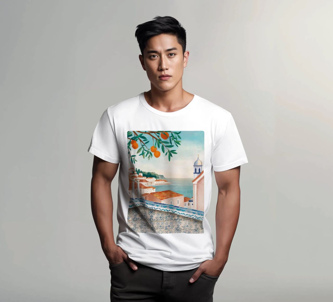 Vue de la baie d'Azure t-shirt de Pake Nebula