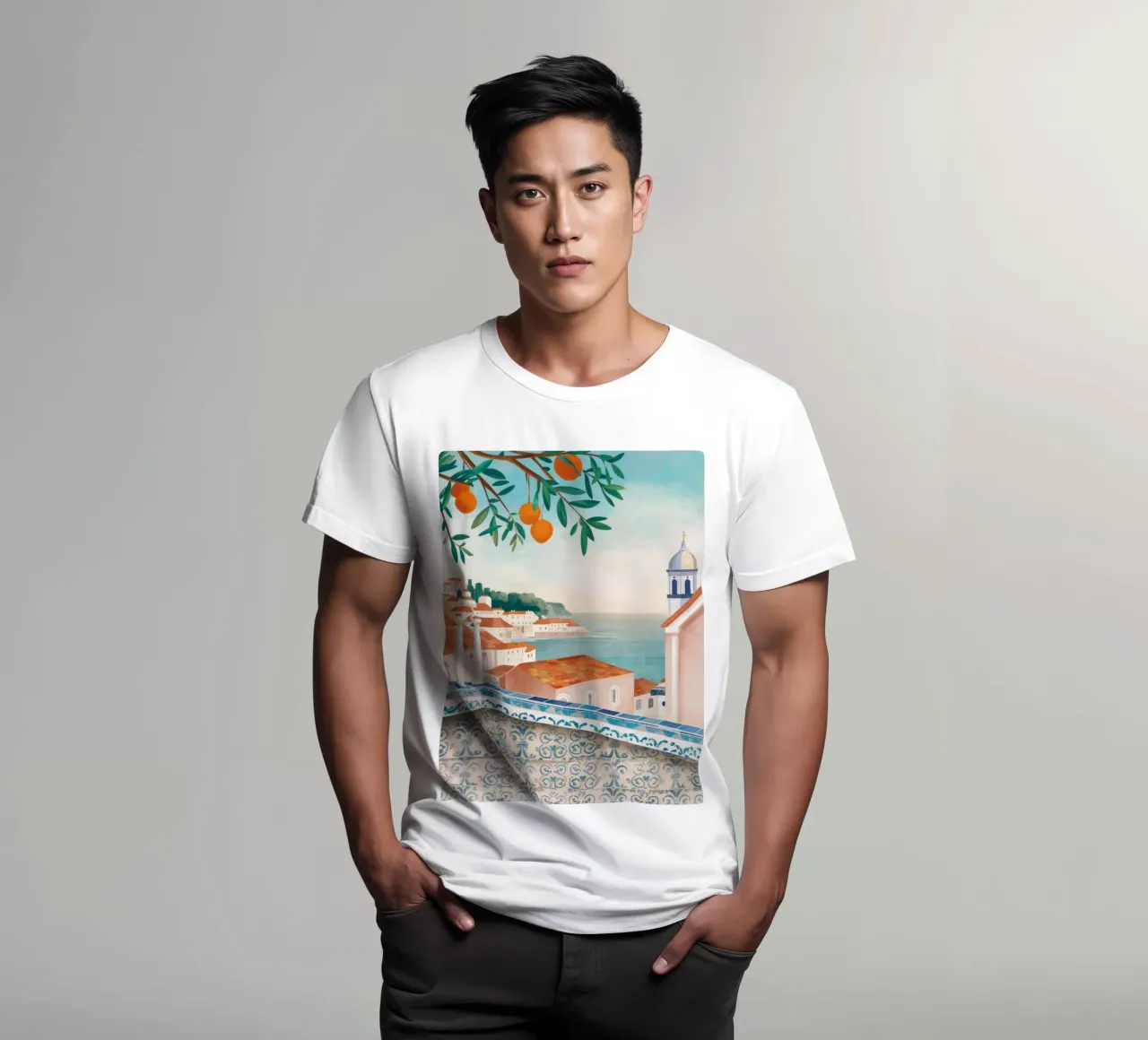 Vue de la baie d'Azure t-shirt de Pake Nebula
