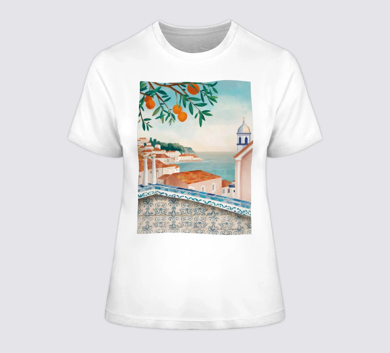 Vue de la baie d'Azure t-shirt ajusté pour femmes de Pake Nebula