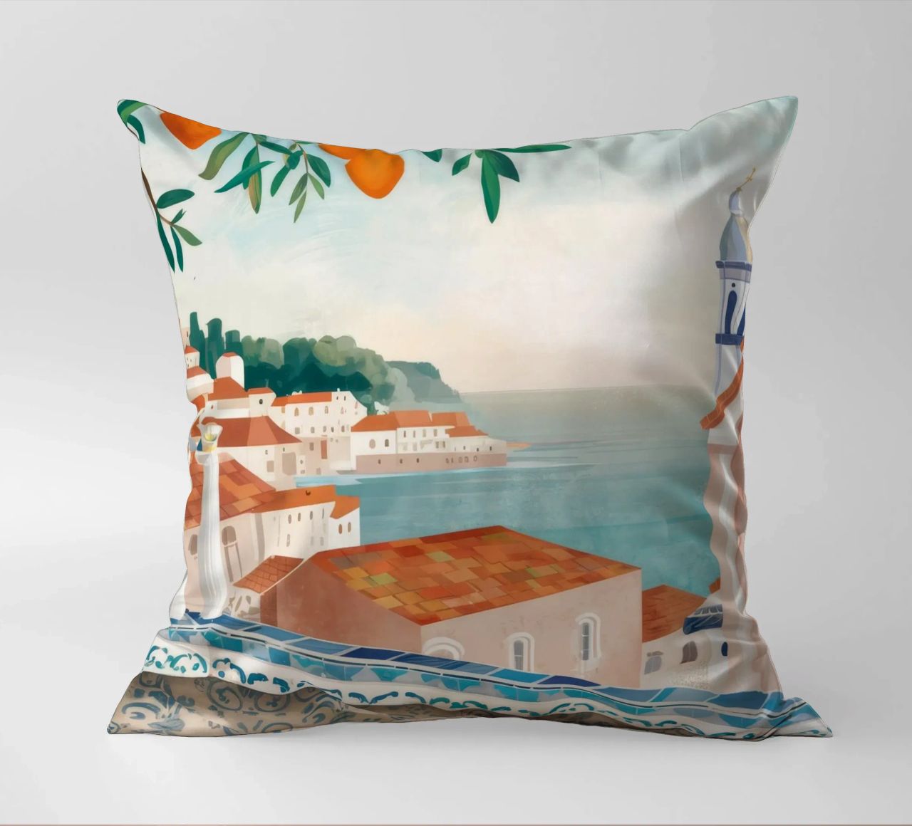 Vue de la baie d'Azure coussin de Pake Nebula