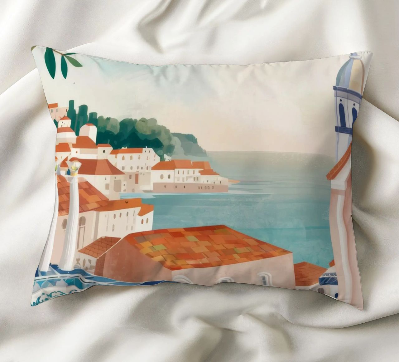 Vue de la baie d'Azure coussin de Pake Nebula