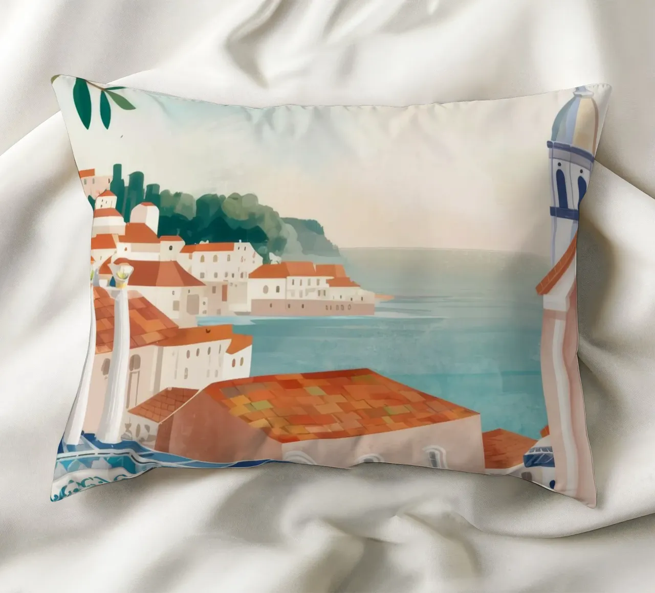 Vue de la baie d'Azure coussin de Pake Nebula