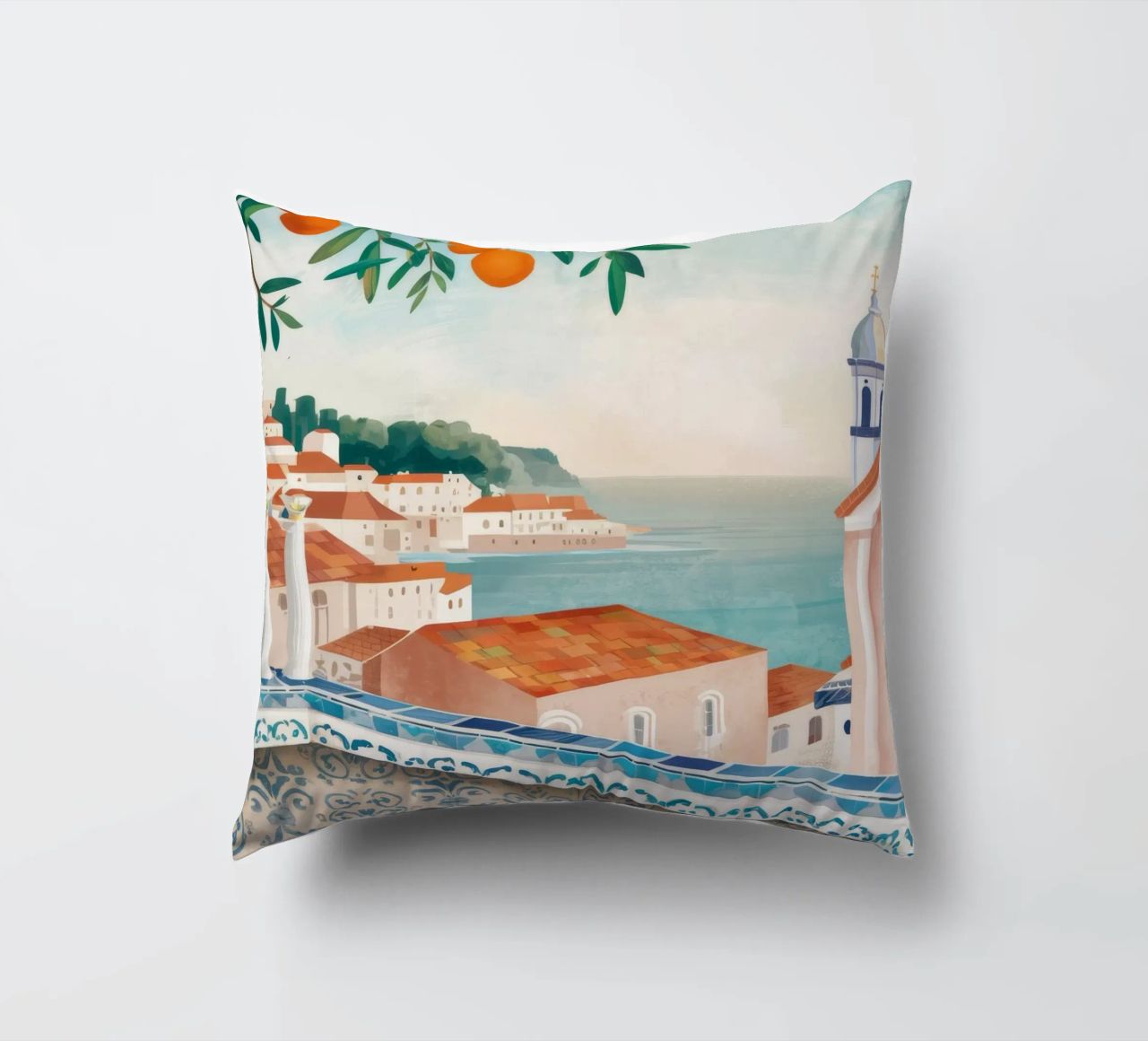 Vue de la baie d'Azure coussin de Pake Nebula