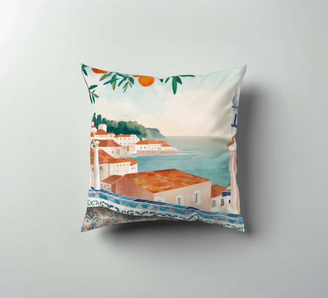 Vue de la baie d'Azure coussin de Pake Nebula