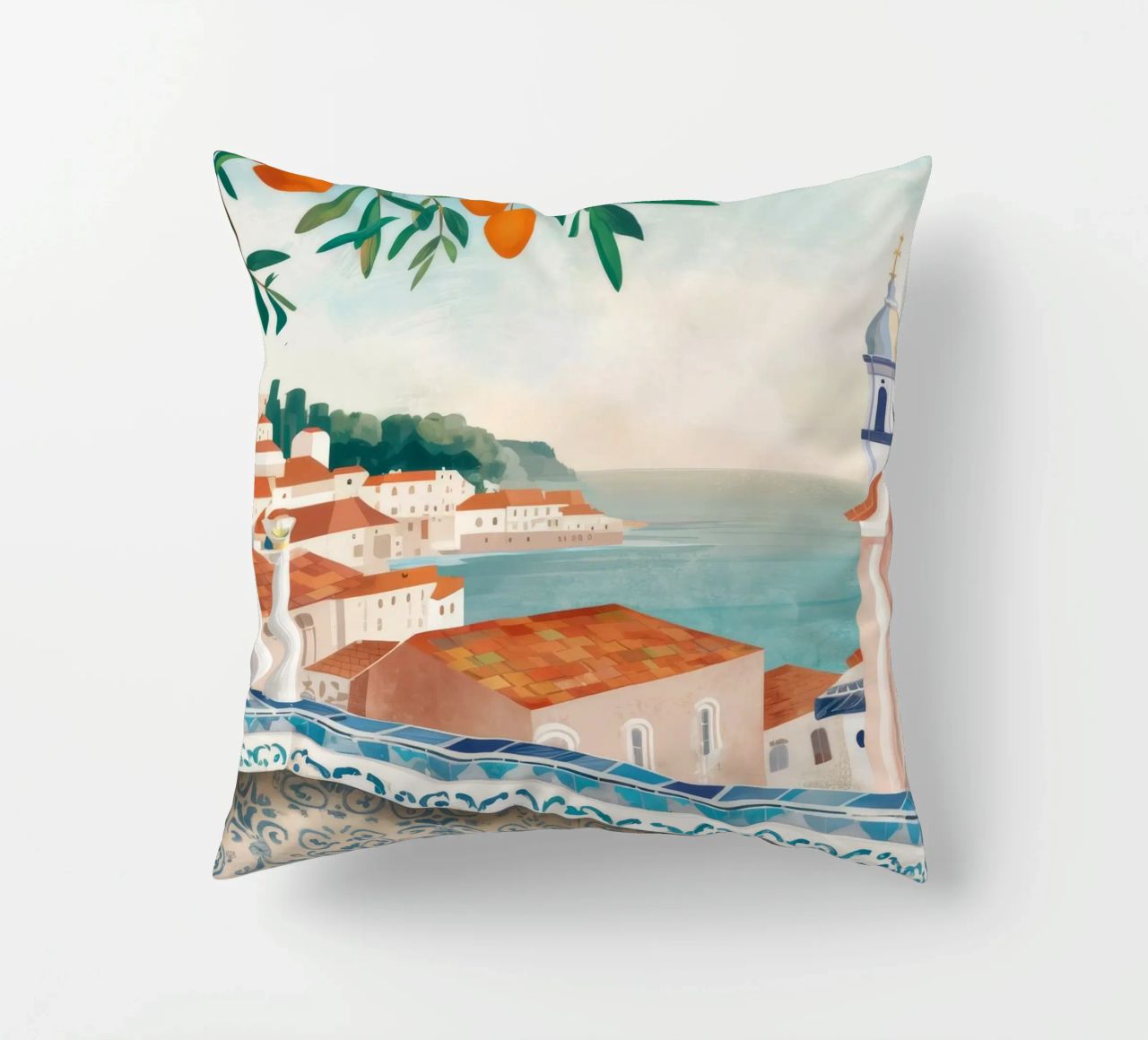 Vue de la baie d'Azure coussin de Pake Nebula