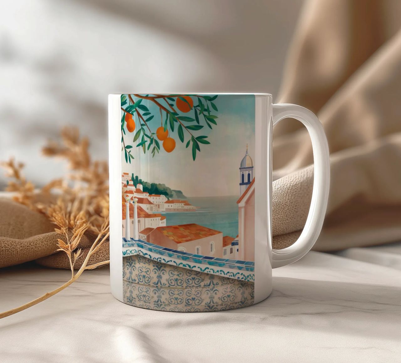 Vue de la baie d'Azure mug en céramique de Pake Nebula