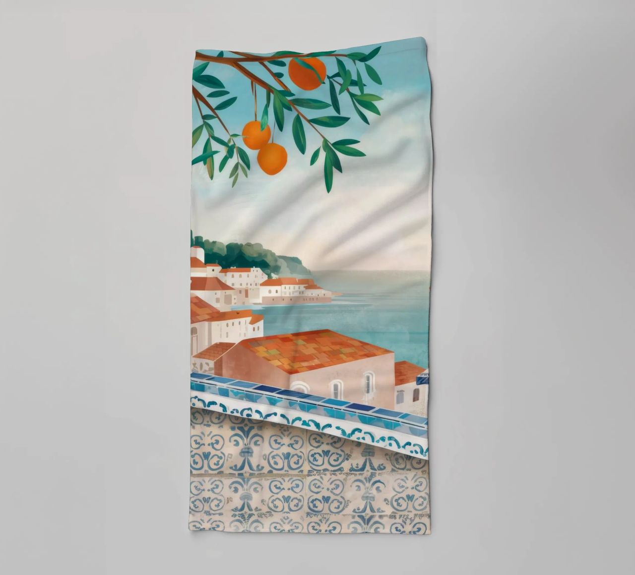 Vue de la baie d'Azure serviette de bain de Pake Nebula