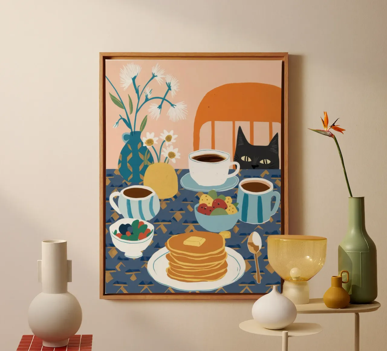 Delizia di pancake e caffè tela con Cornice a cassetta da Murni Strokes