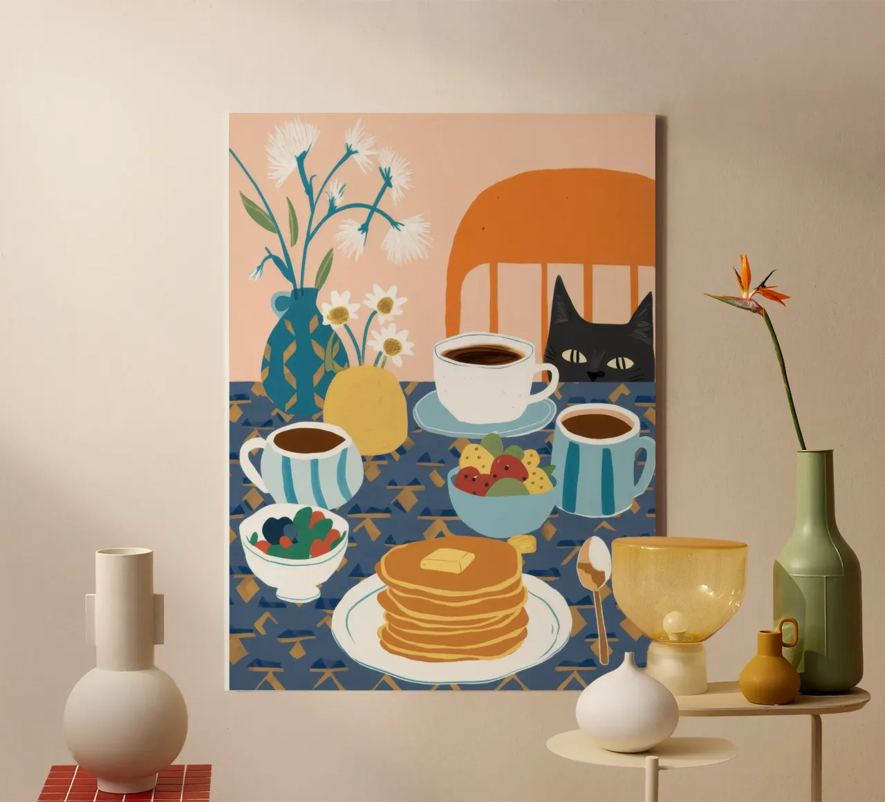 Delizia di pancake e caffè tela con Cornice a cassetta da Murni Strokes