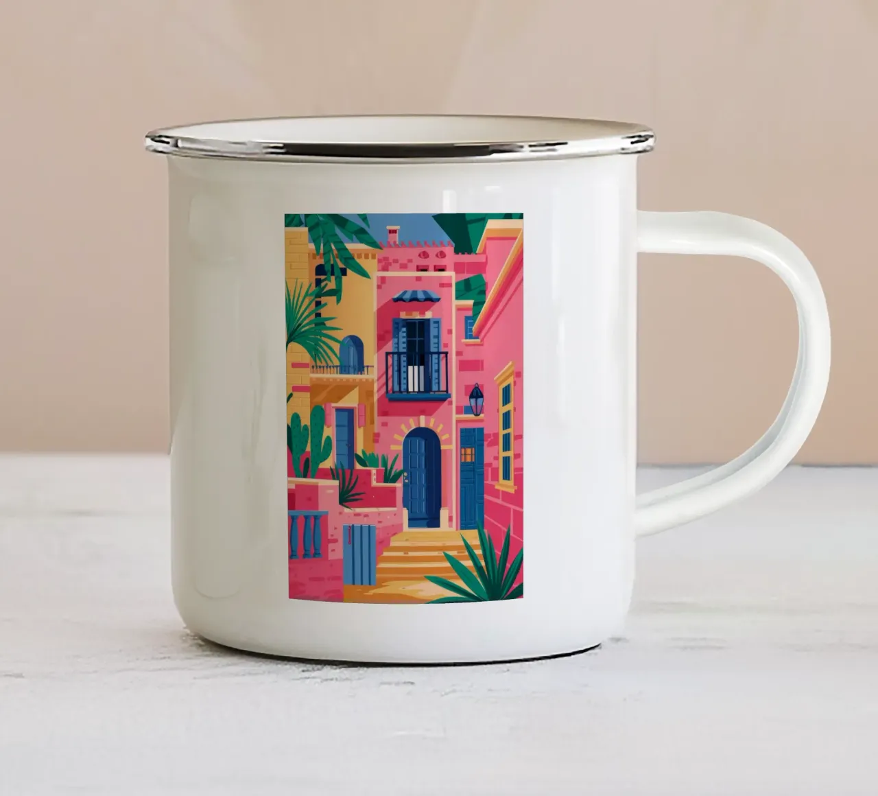 Facciata indaco in fiore tazza in smalto da Murni Strokes