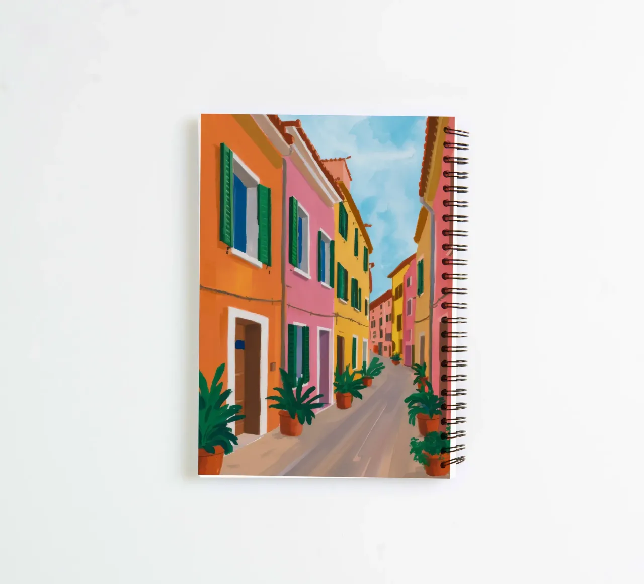 Saffron Alleyway Charm spiral notebook by Murni Strokes