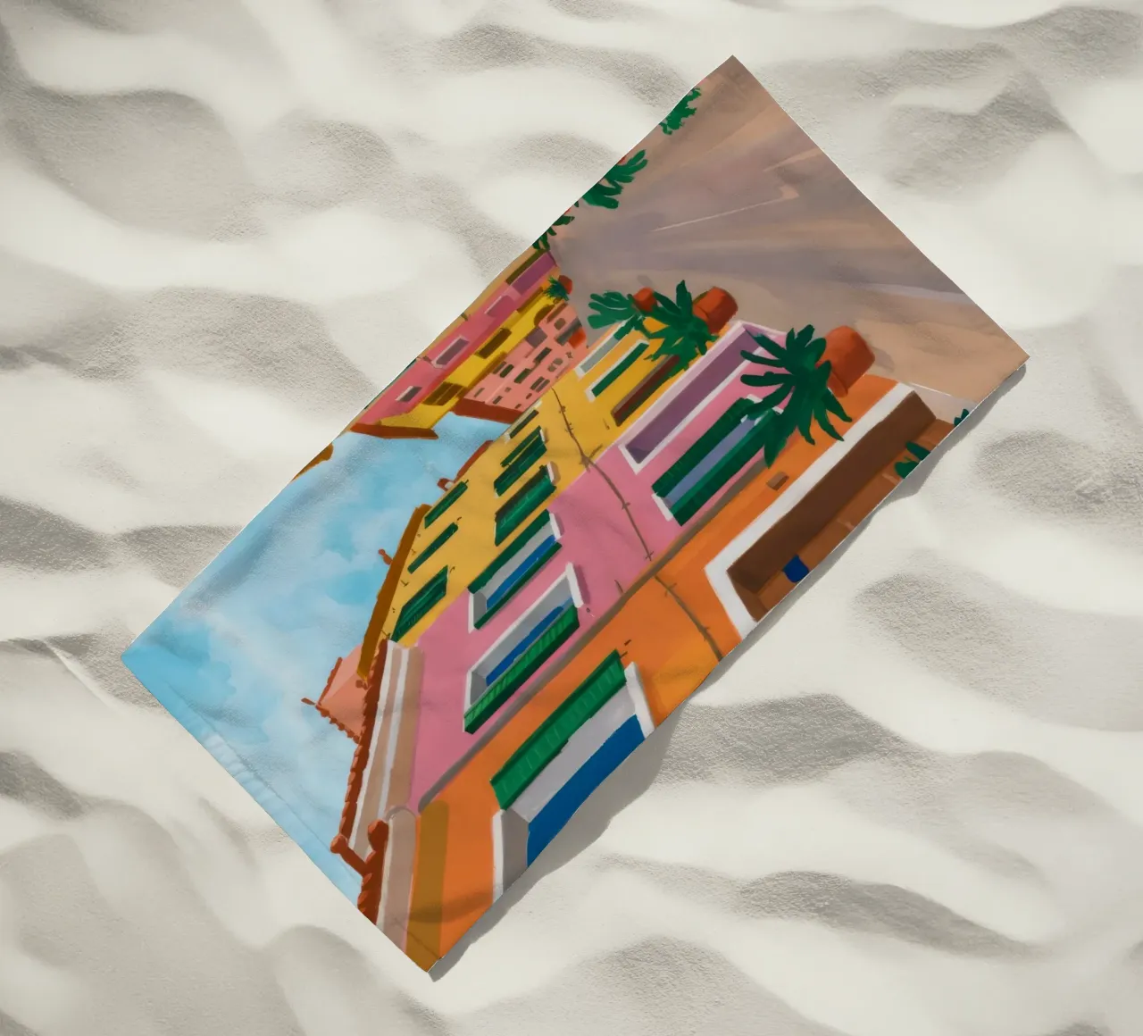 Saffron Alleyway Charm beach towel by Murni Strokes