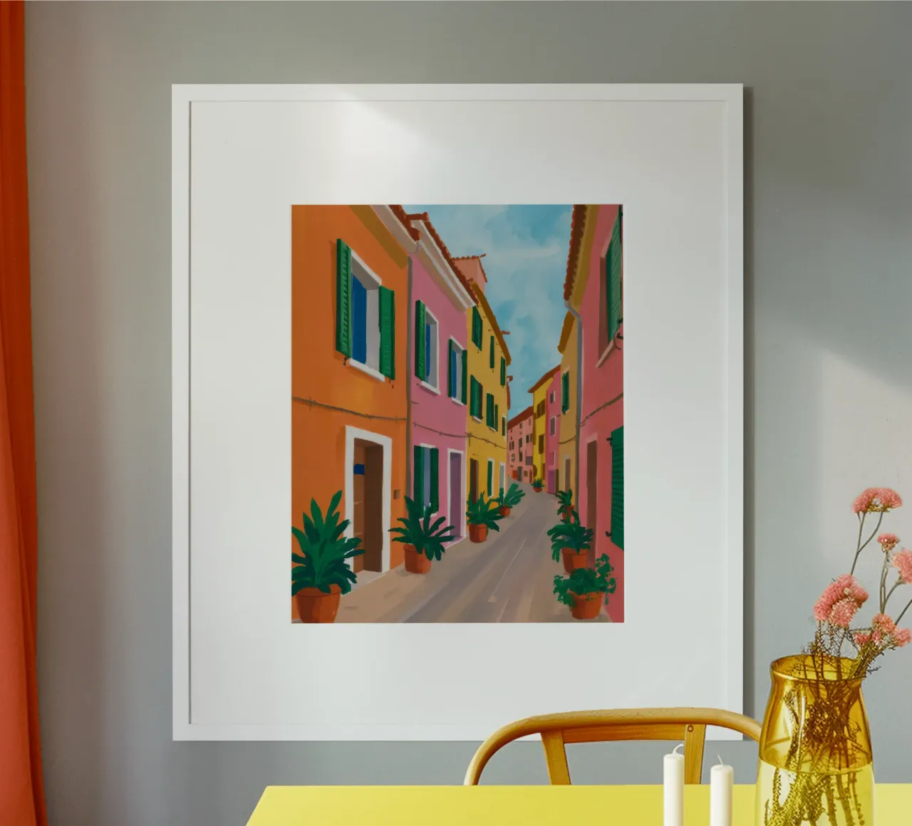 Saffraan steegje charme poster van Murni Strokes