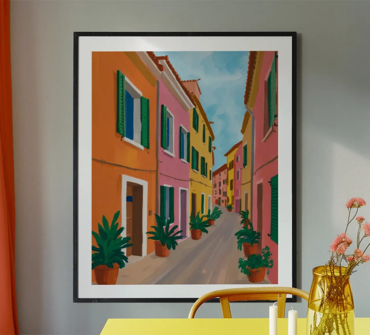 Saffraan steegje charme poster van Murni Strokes