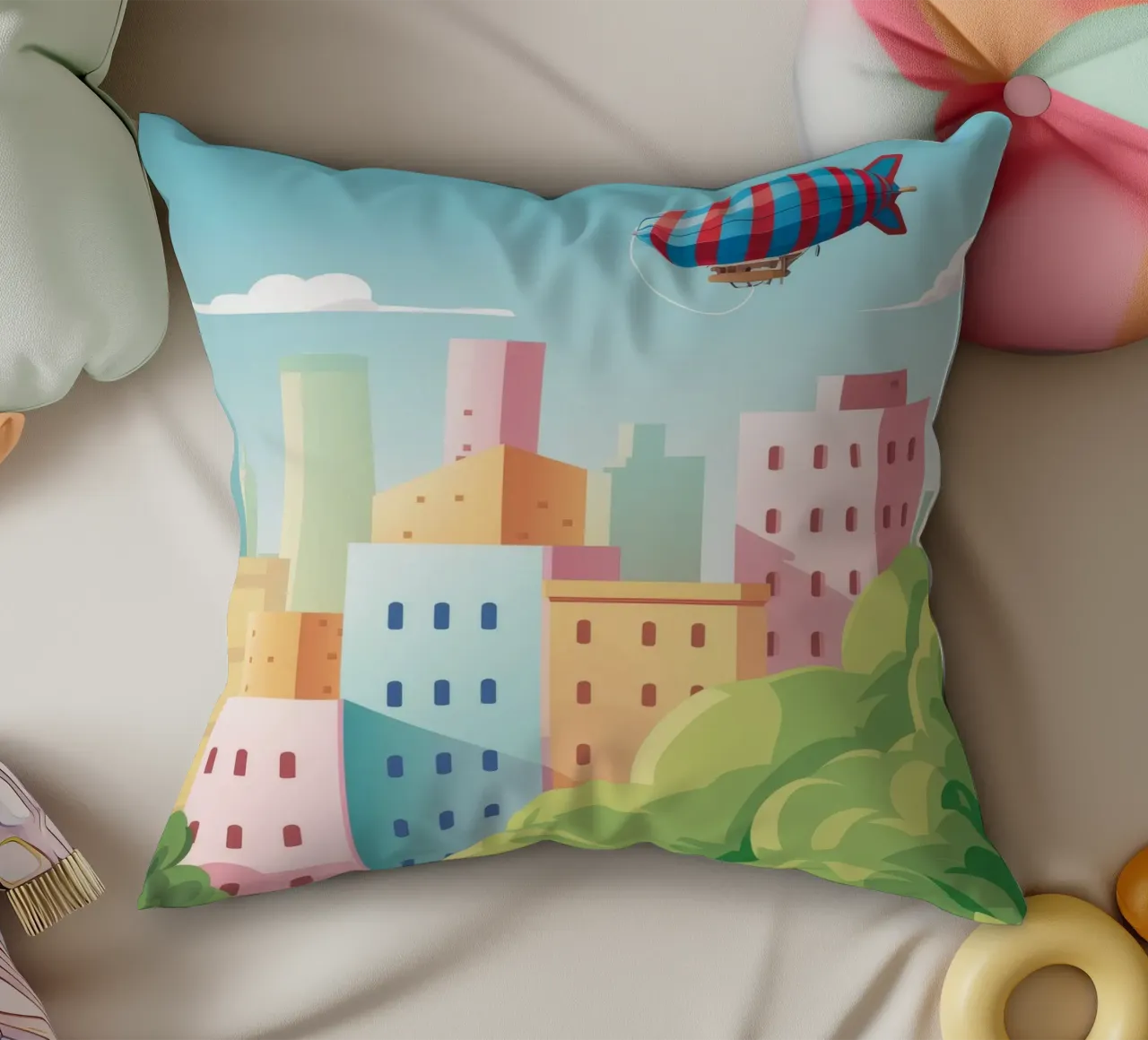 Sogno di una città galleggiante cuscino da Murni Strokes