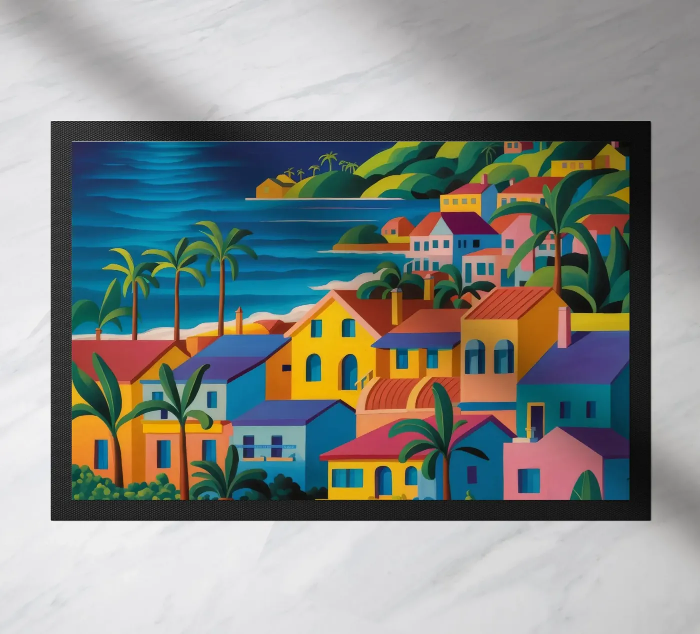 Sunset Harbor Village deurmat van Pake Nebula