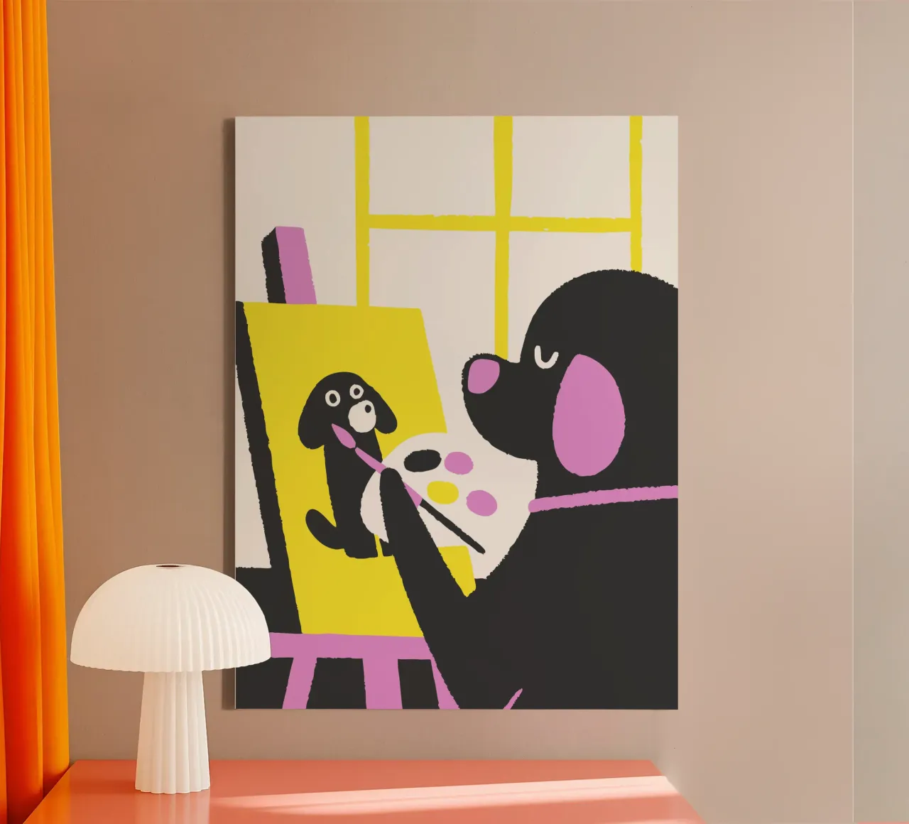 Hund Zeichnung Leinwand mit Schattenfugenrahmen von TRENDY POSTER SHOP