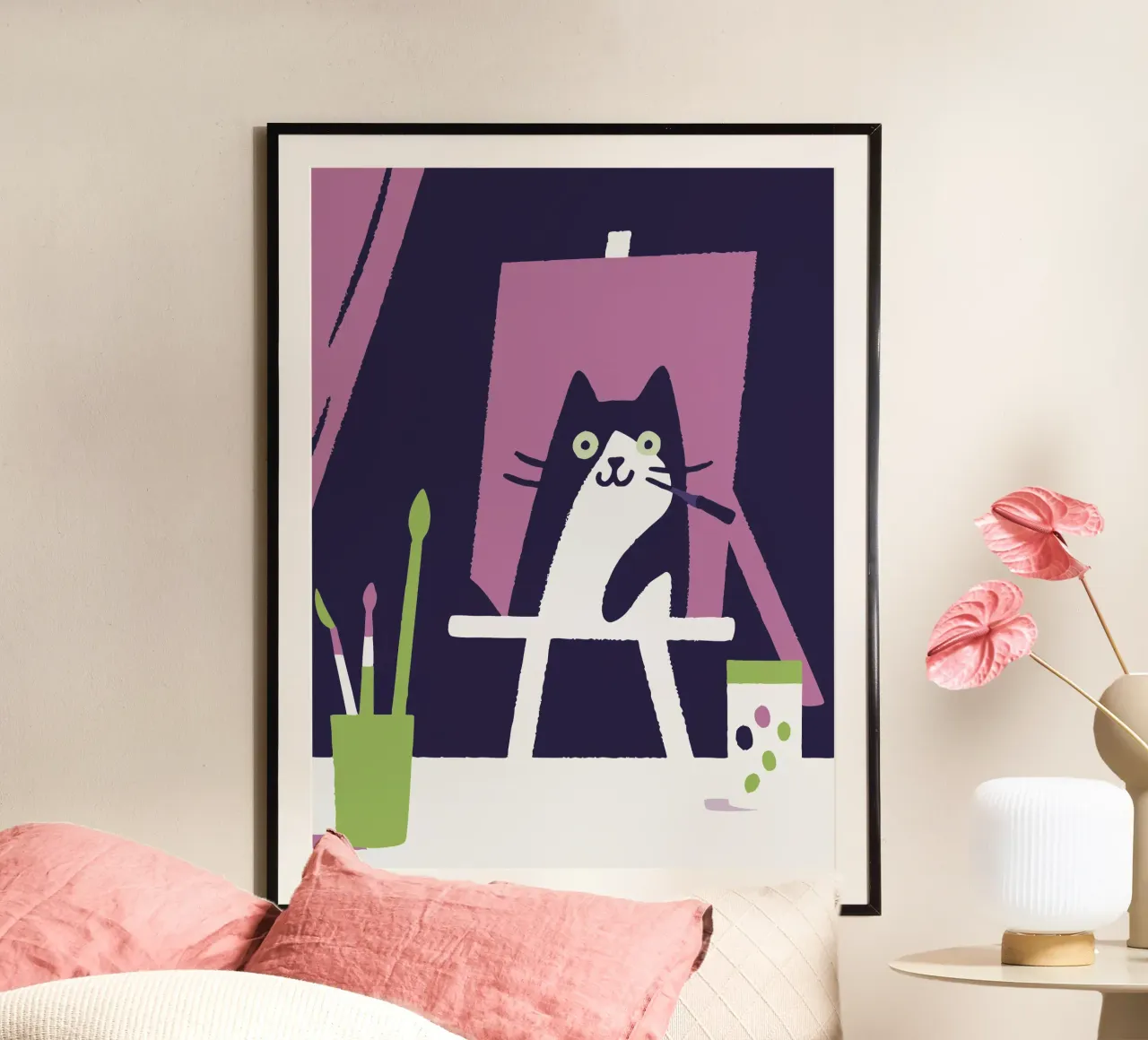 Gatto che dipinge poster da TRENDY POSTER SHOP