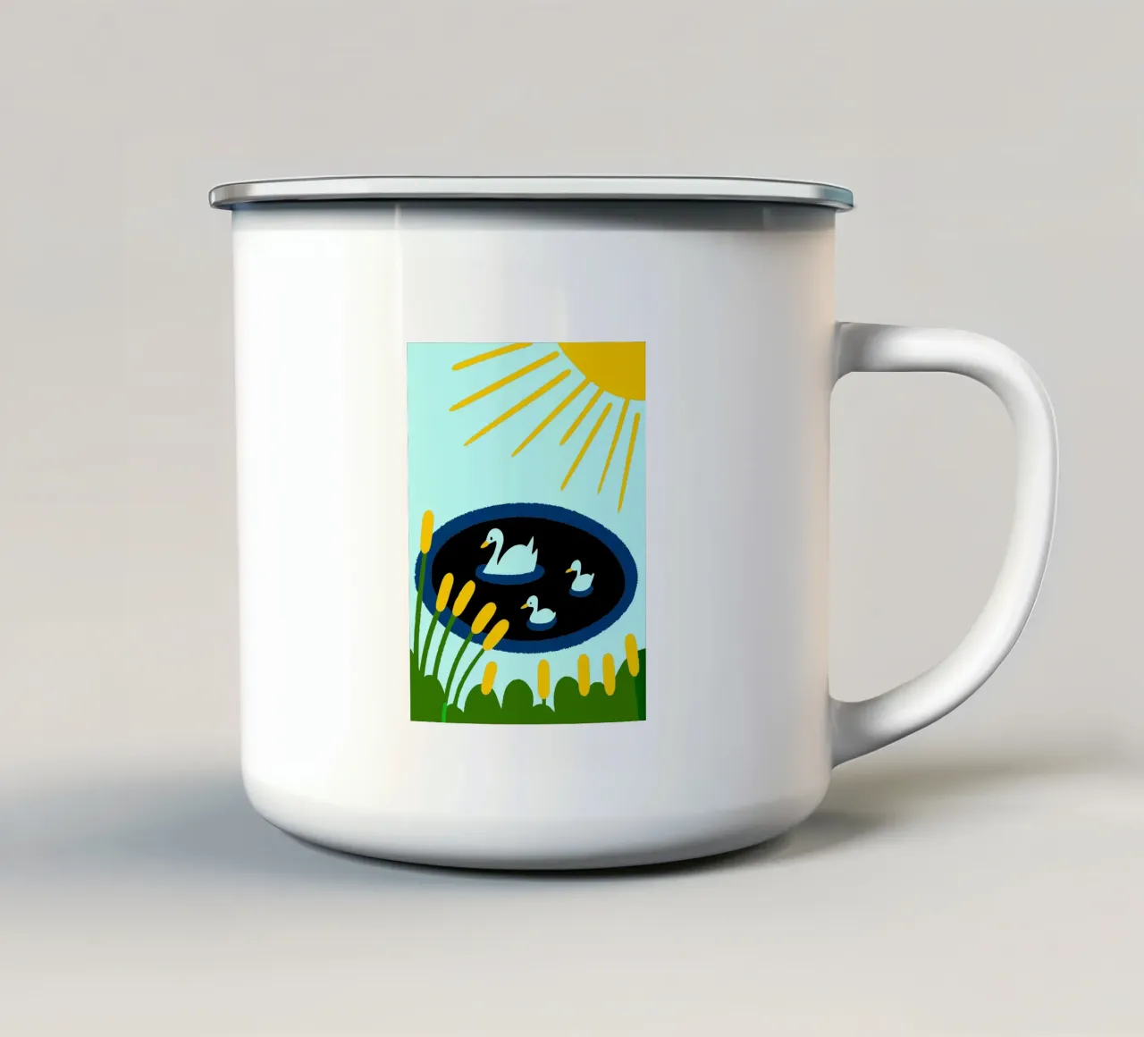 Eenden in de zon emaille mok van TRENDY POSTER SHOP