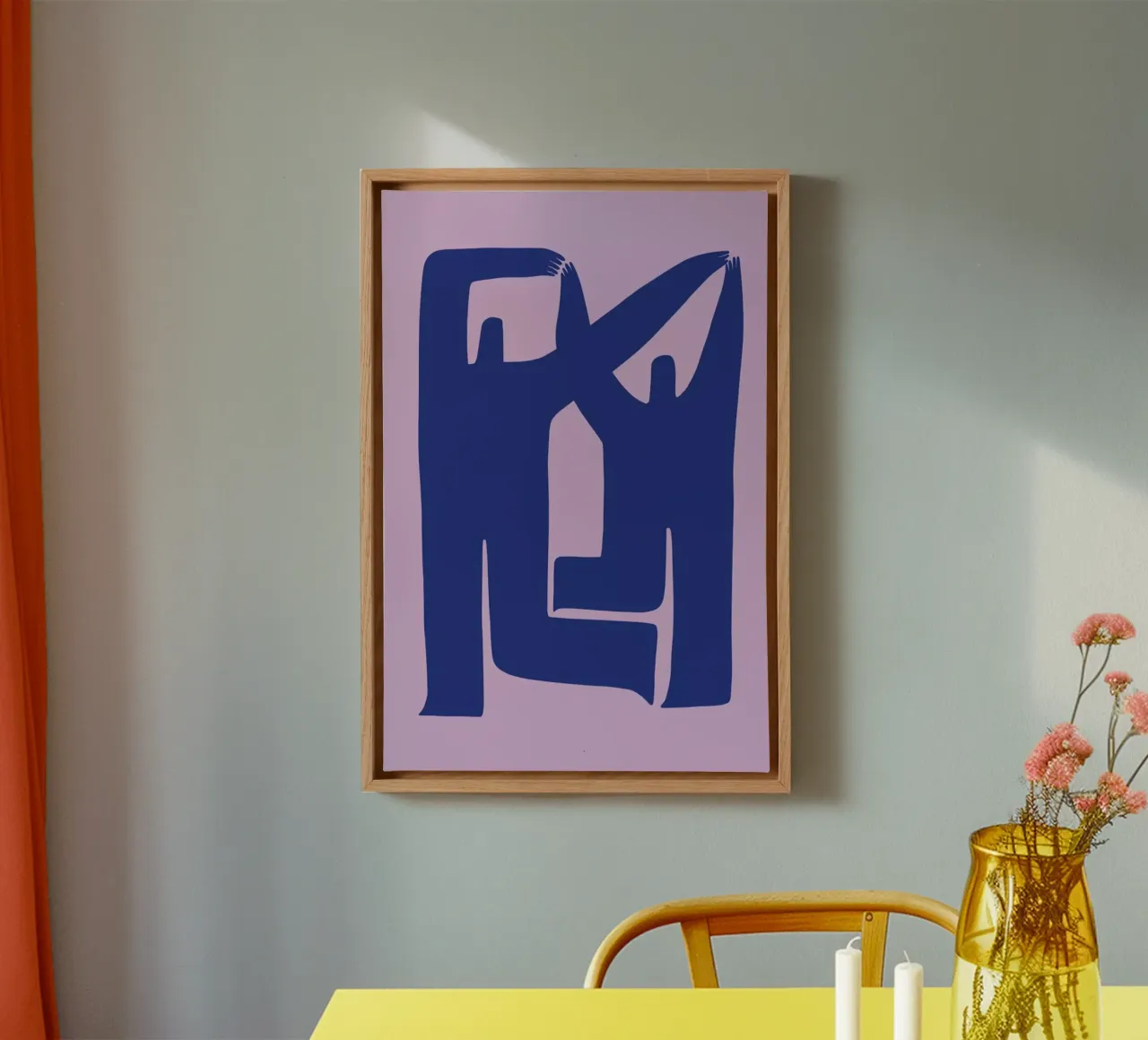 Geometric Dance canvas met Baklijst van Pure