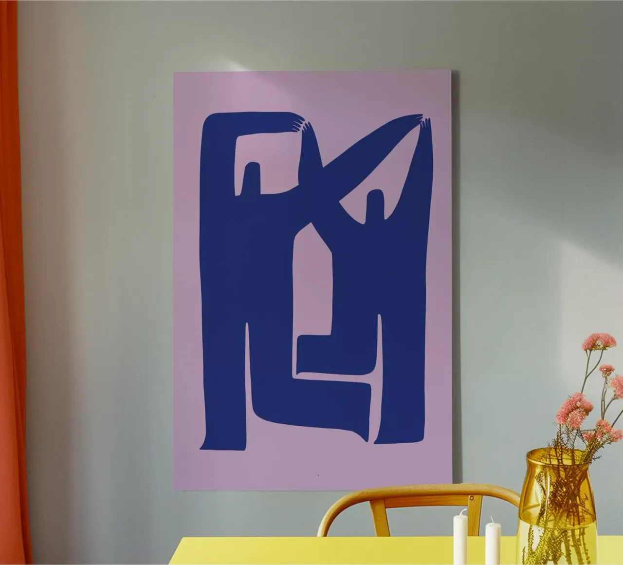 Geometric Dance canvas met Baklijst van Pure