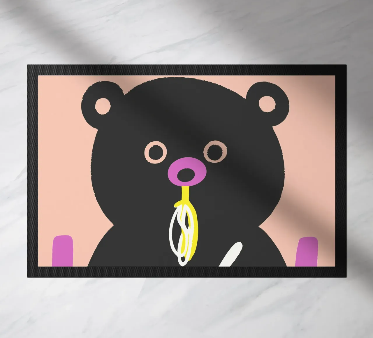 Bear Eats Noodles doormat by TRENDY POSTER SHOP