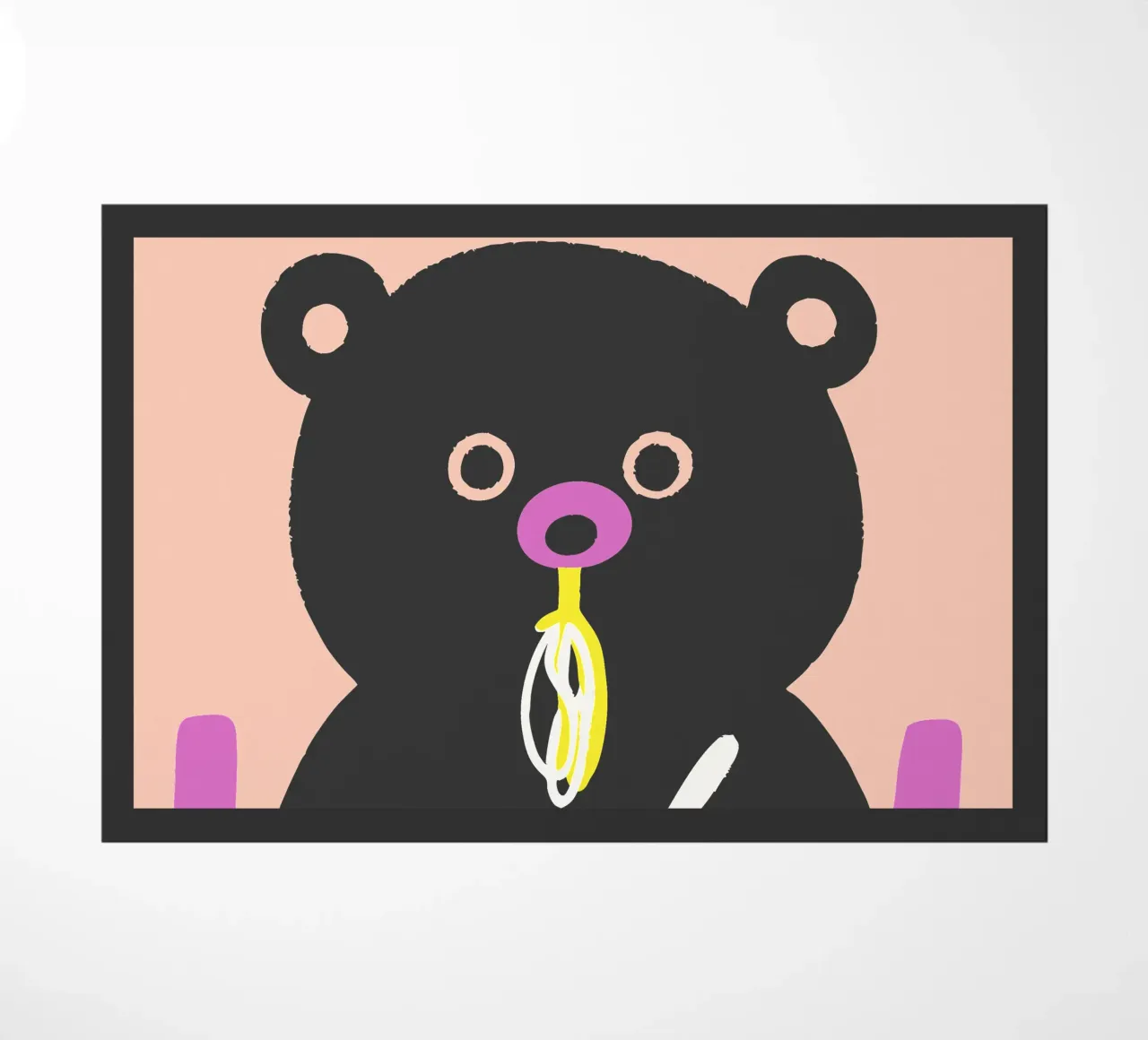 Bear Eats Noodles doormat by TRENDY POSTER SHOP
