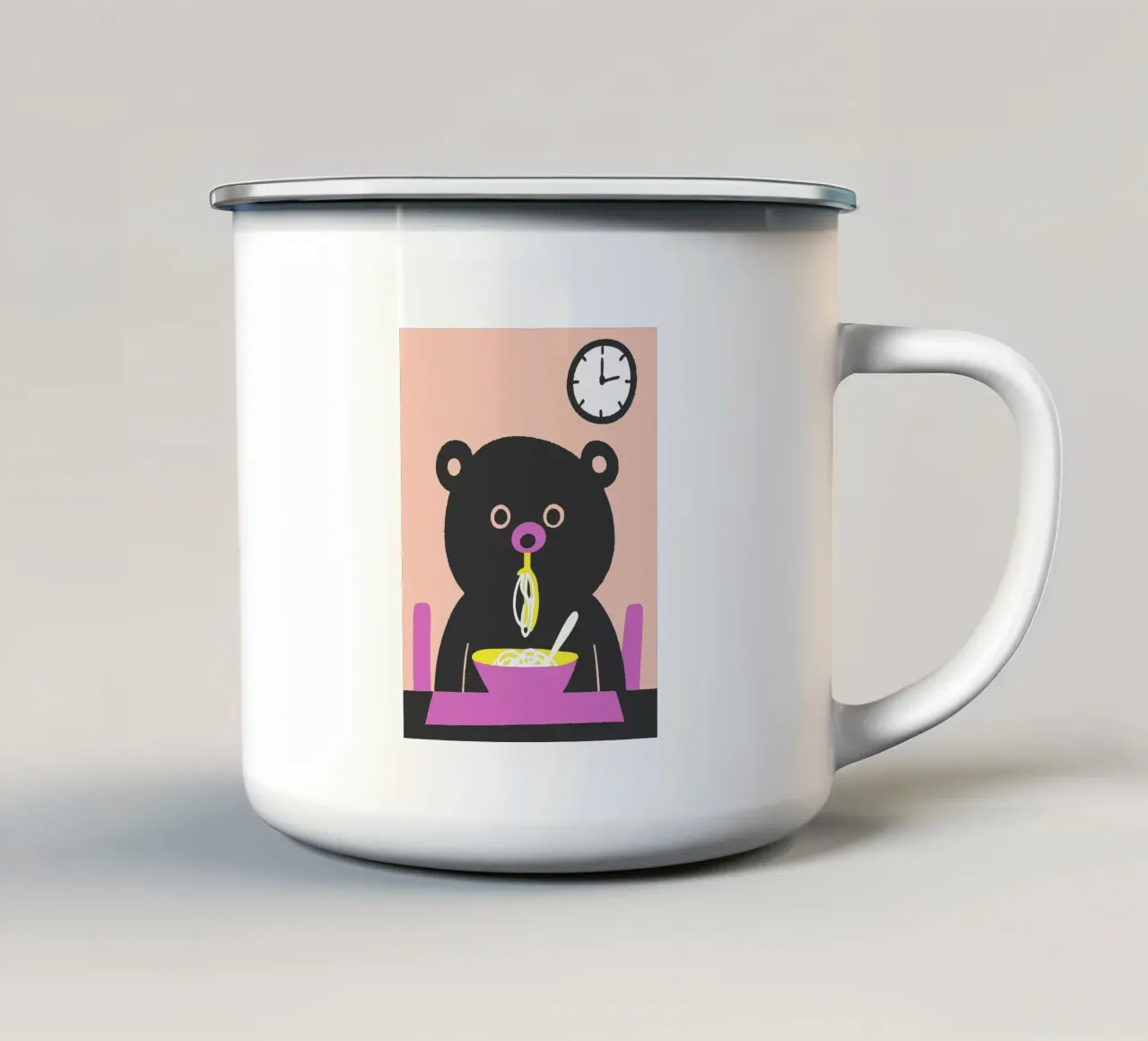 L'orso mangia gli spaghetti tazza in smalto da TRENDY POSTER SHOP
