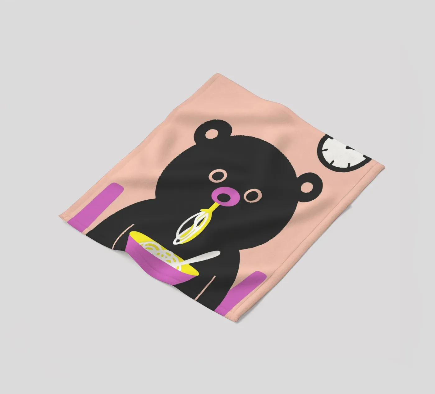 Bear Eats Noodles fleecedeken van TRENDY POSTER SHOP
