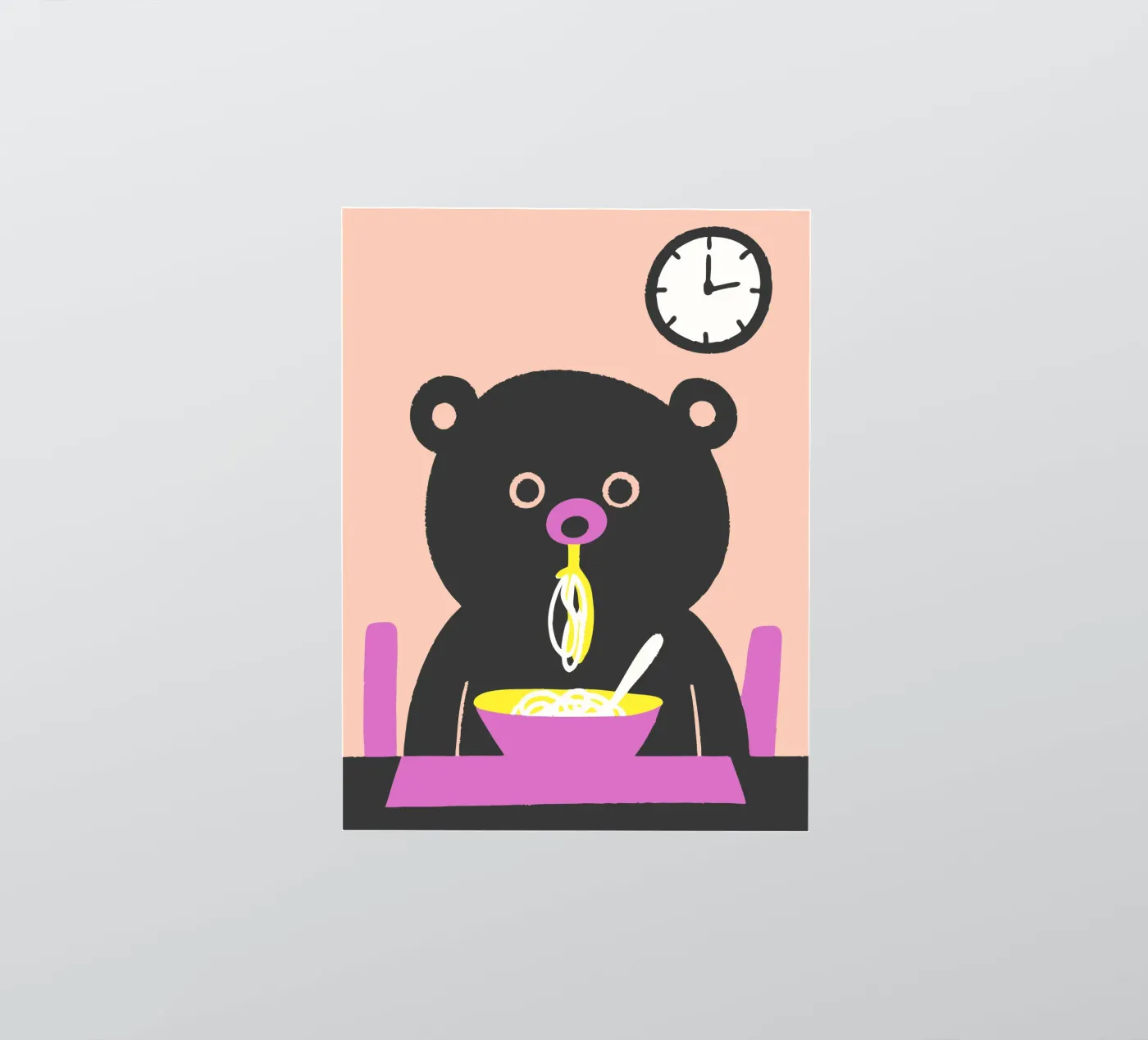 Bear Eats Noodles sticker van TRENDY POSTER SHOP