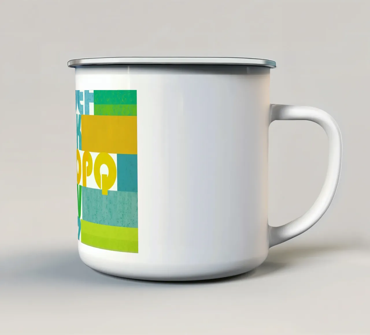 SeventiesABC tazza in smalto da Catherine Aguilar
