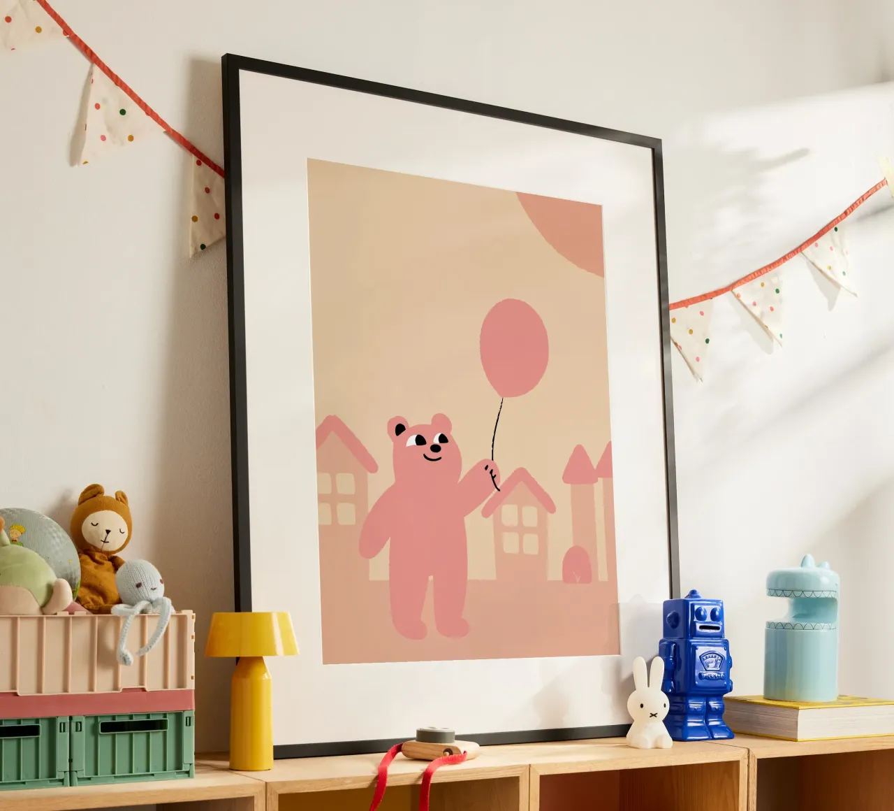 Gli orsi giocano con i palloncini carta hahnemühle da TRENDY POSTER SHOP