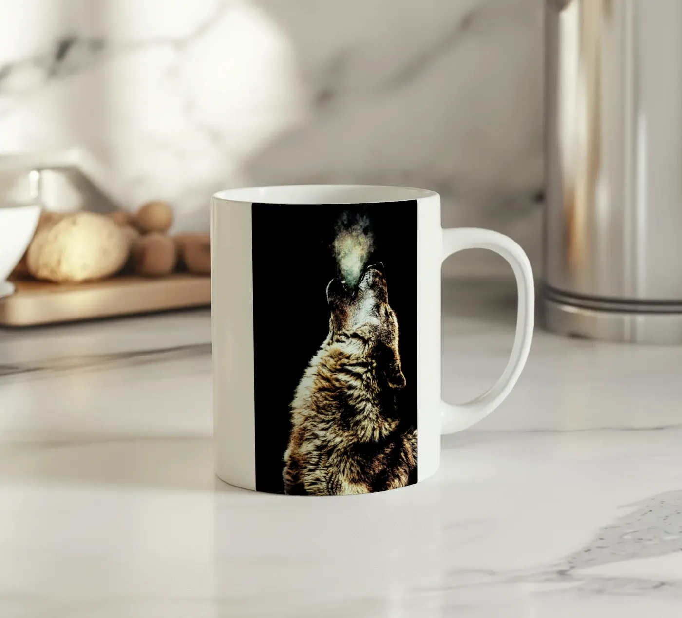 Howling Wolf Keramik Tasse von Wouter Rikken